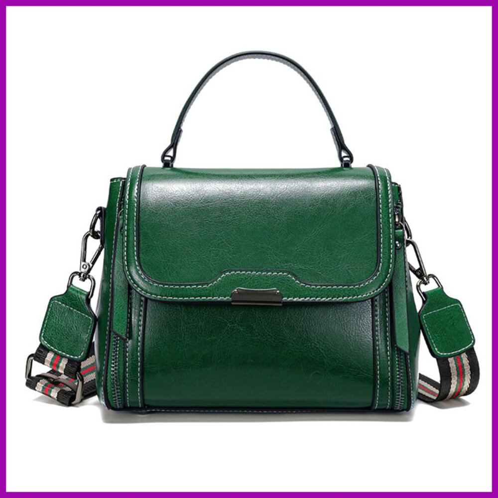 Waxed Leather Crossbody Bag With Removable Straps, Compact Size